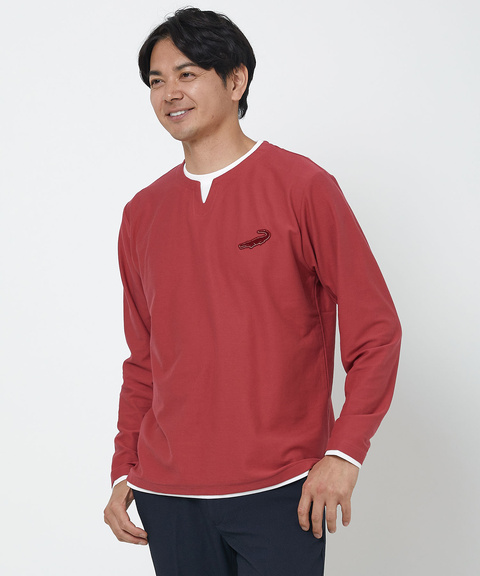 メンズ レイヤード風 キーネック カットソー通販 [1502-51278