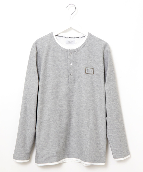 メンズ レイヤード風 ヘンリーネック Tシャツ通販 [1502-61277