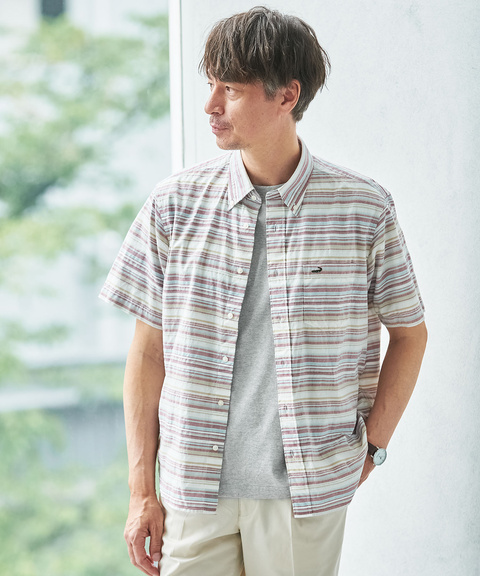 メンズ パナマ ボーダー シャツ通販 [1601-00510] - クロコダイル