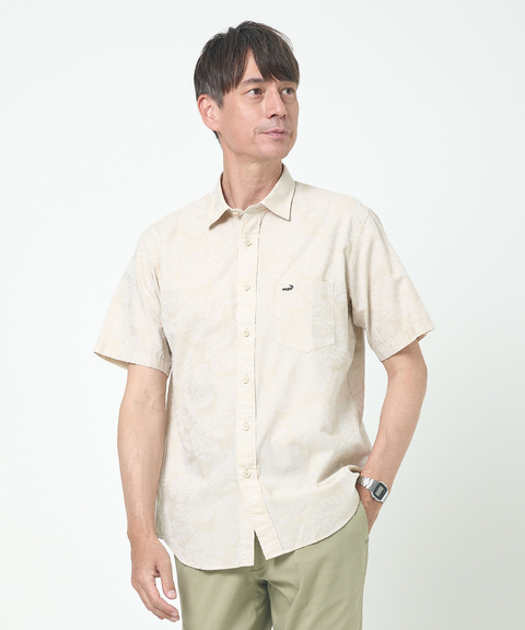 メンズ ジャカード リーフ柄 シャツ 【吸汗速乾】【シワになりにくい