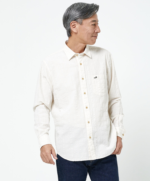 メンズ スノーリネン サッカー チェック柄 シャツ【接触冷感】通販