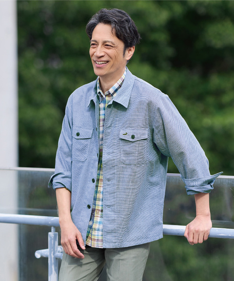 メンズ カラミ織り CPO シャツジャケット【シワになりにくい】通販