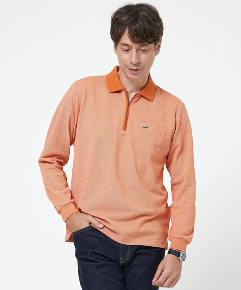 メンズ クレリック ジップ 長袖ポロシャツ通販 [1602-53227