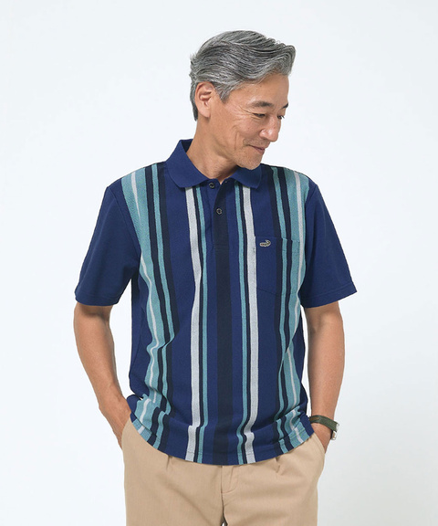 メンズ ランダムストライプ柄 ポロシャツ 【吸汗速乾】通販 [1602