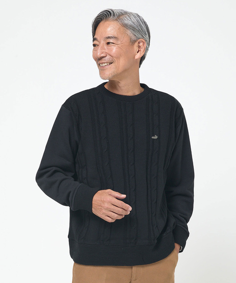 メンズ ケーブル柄 切り替え トレーナー通販 [1602-55224