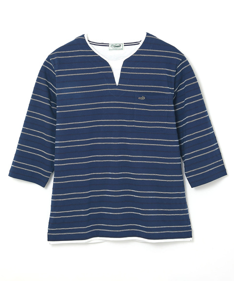 ボーダー レイヤー風 七分袖Tシャツ