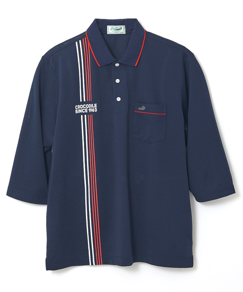 シルケット ラインプリント ポロシャツ