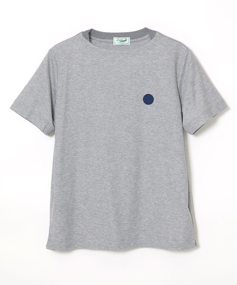 変形ネック ボーダーリブ Tシャツ