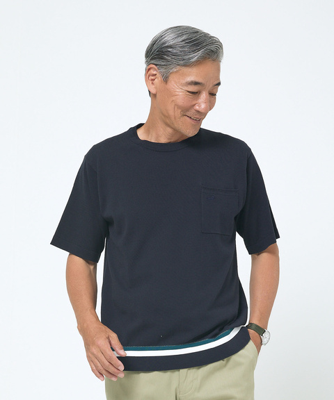 メンズ ラインデザイン ニット Tシャツ【接触冷感】【手洗いOK】通販