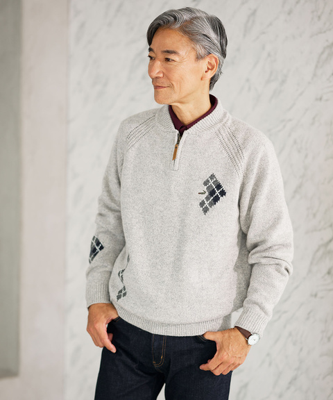 メンズ ハーフジップ 配色 ニット通販 [1603-57303] - クロコダイル