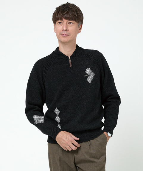 メンズ ハーフジップ 配色 ニット通販 [1603-57303] - クロコダイル