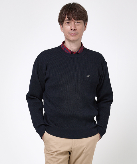 タグ付✨【23区ゴルフ】ウールブレンドニットセーター(3L)大きいサイズ　紺色 メンズ ウールブレンド リブ編み ニット【手洗いOK】通販 [1603-58310