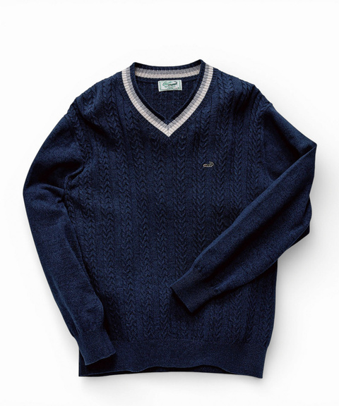 メンズ ケーブル柄 チルデン ニット【手洗いOK】通販 [1603-61301