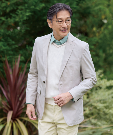 メンズ ドビー生地 シャンブレー テーラード ジャケット通販 [1604