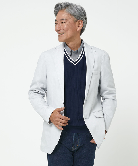 メンズ ドビー生地 シャンブレー テーラード ジャケット通販 [1604