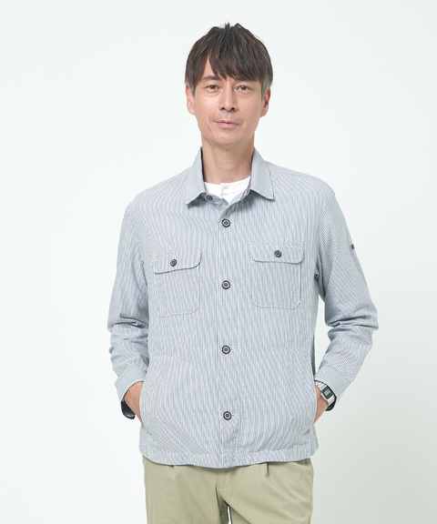 メンズ サッカー ストライプ柄 シャツアウター通販 [1604-53401