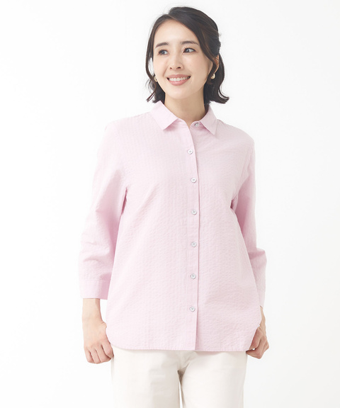 レディース スノーコットン サッカー 七分袖ブラウス【接触冷感】通販