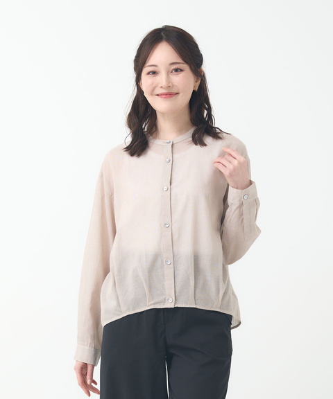 こた様　クロエ　タックシャツワンピース　チュニック　コットン　バンドカラー　黒 チュニック】 トップス ブラウス シャツ 黒 ブラック グレー