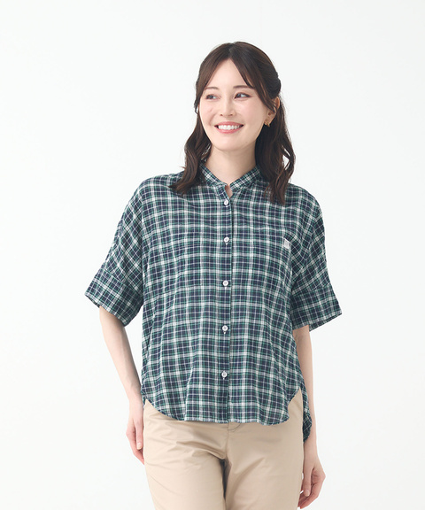 チェック トップス レディース サッカー チェック スキッパー シャツ通販 [2001-53113