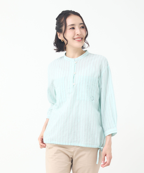 risakon ヴィンテージ、シルクストライプ 長袖 ボディスーブラウス 11004705218202360001?$VS_1500$