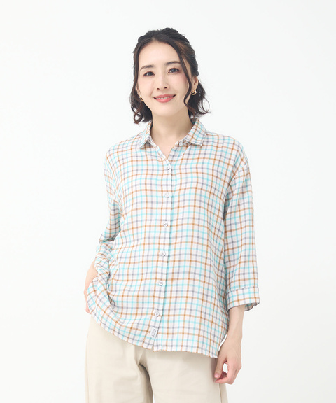 レディース ダブルガーゼ チェック柄 ブラウス通販 [2001-55101