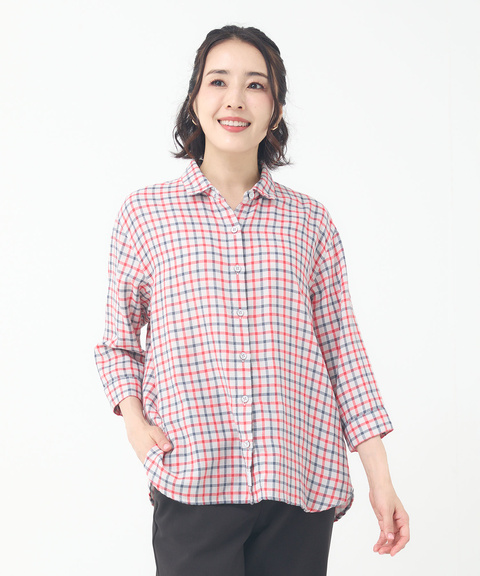 レディース ダブルガーゼ チェック柄 ブラウス通販 [2001-55101
