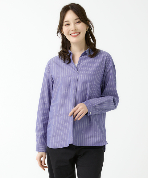 レディース スキッパーカラー ストライプ ブラウス通販 [2001-55102