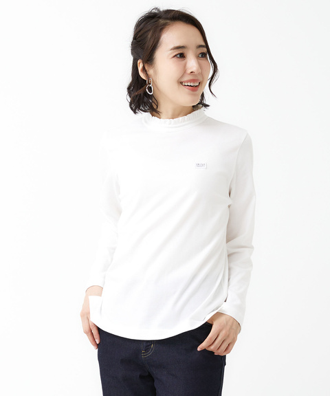 【新品】定価28,600円　刺繍長袖ハイネックカットソー　オフホワイト　13号 レディース 襟デザイン ハイネック カットソー通販 [2002-51210