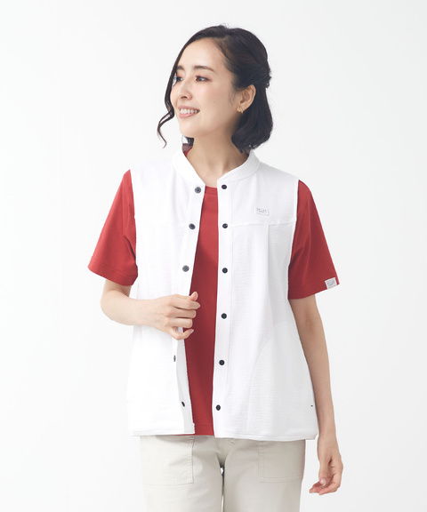 レディース サッカー素材 スタンドカラー ベスト通販 [2002-53208