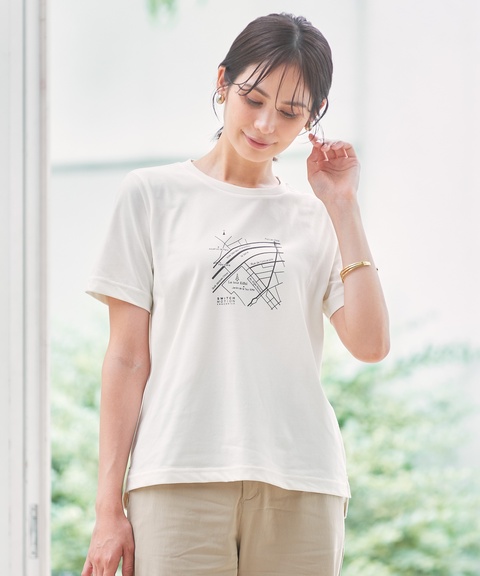 レディース マップ柄 サイドスリット Tシャツ【吸汗速乾】通販 [2002