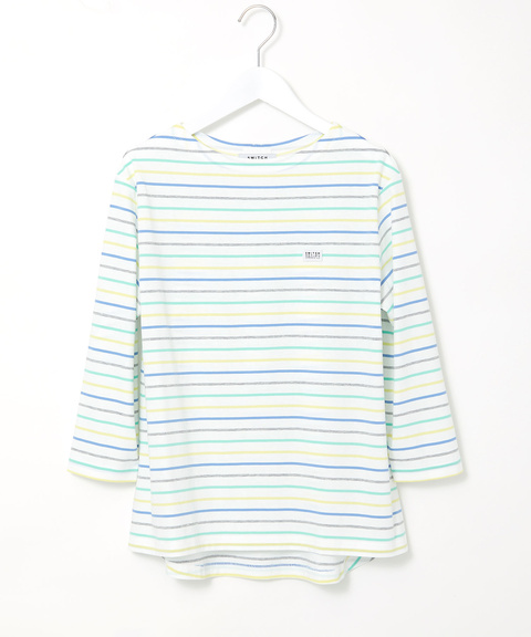 スノーコットン ボーダー 七分袖 Tシャツ【接触冷感】