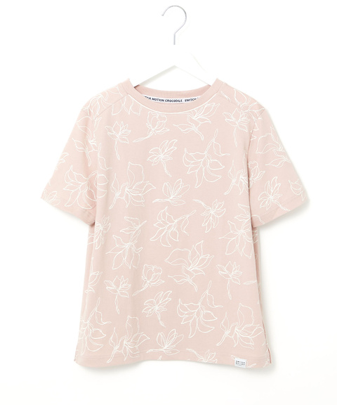 プレーティング天竺 花柄プリント Tシャツ【吸汗速乾】