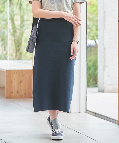 レディース サークルロゴプリント ニット スカート【手洗いOK】通販