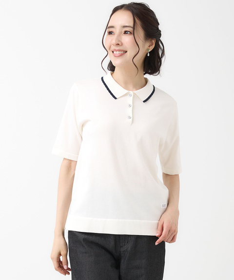 レディース 襟パイピング ニット ポロシャツ【ZERO POLO SHIRT】通販