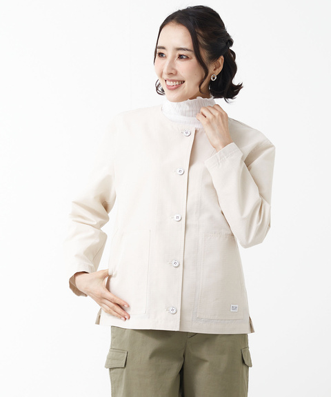 レディース リップル素材 ノーカラー ジャケット【手洗いOK】通販