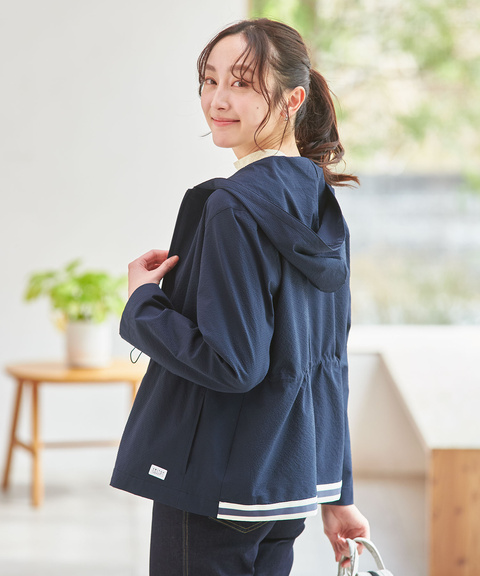 クロコダイル レディース ヘリンボン フーデット アウター ネイビー Ｌ クロコダイル レディース ヘリンボン フーデット アウター ネイビー L