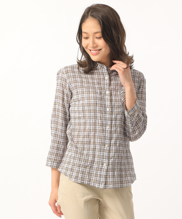 レディース スタンド衿シャーリングシャツ 日本製生地 通販 0101 クロコダイル Crocodile 公式通販サイト