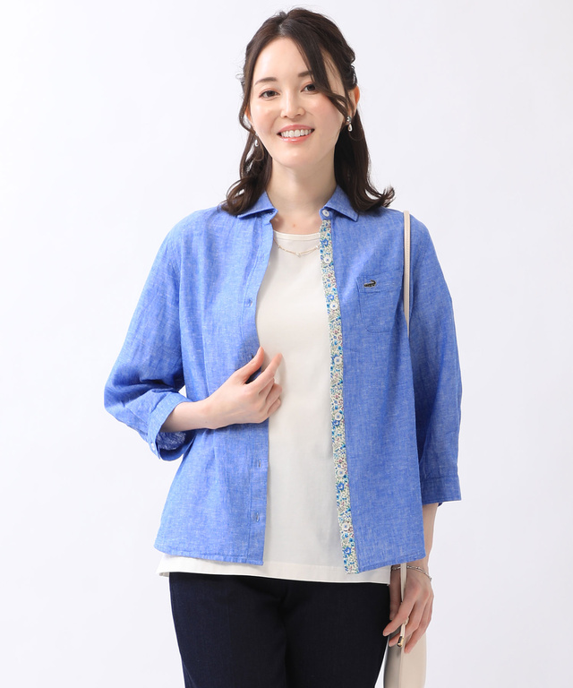 リネンブレンド シャンブレー シャツ