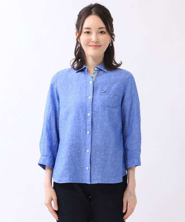 リネンブレンド シャンブレー シャツ