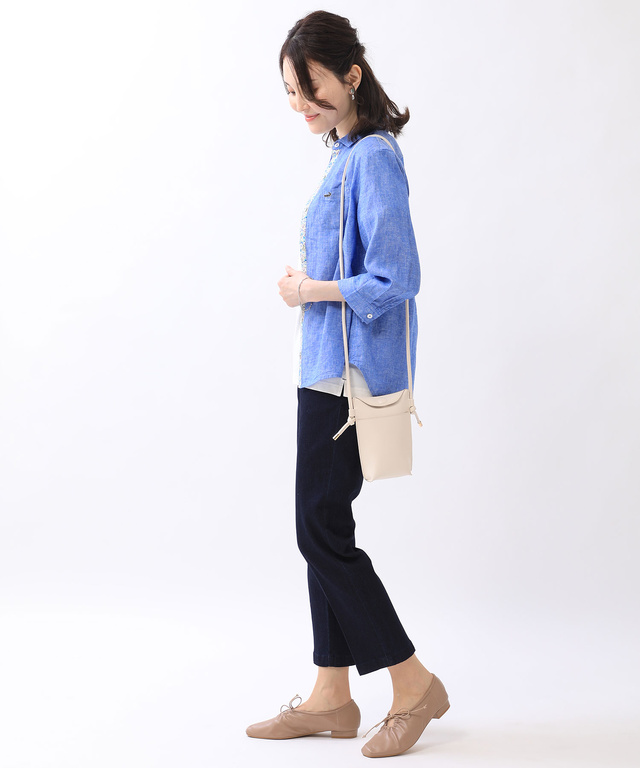 リネンブレンド シャンブレー シャツ