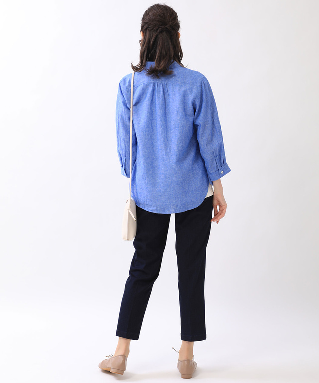 リネンブレンド シャンブレー シャツ