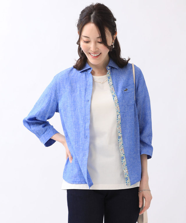 リネンブレンド シャンブレー シャツ