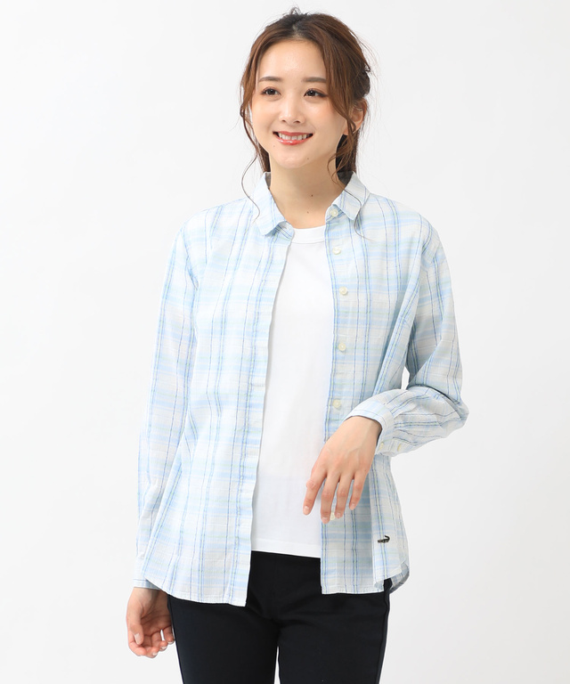 スノーコットン ステッチチェック シャツ【接触冷感】