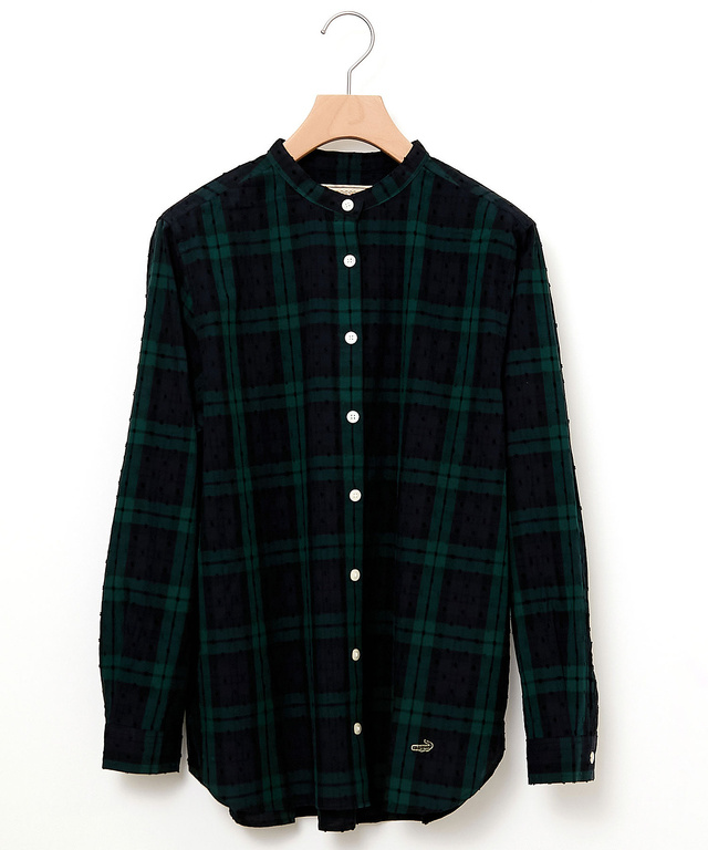 カットドビー バンドカラー ブラウス