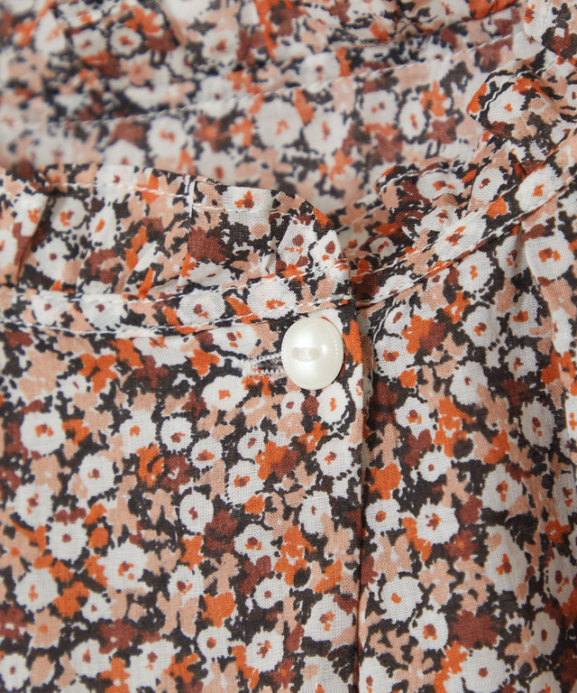 小花柄プリント 七分袖 ギャザーブラウス【JAPAN FABRIC】