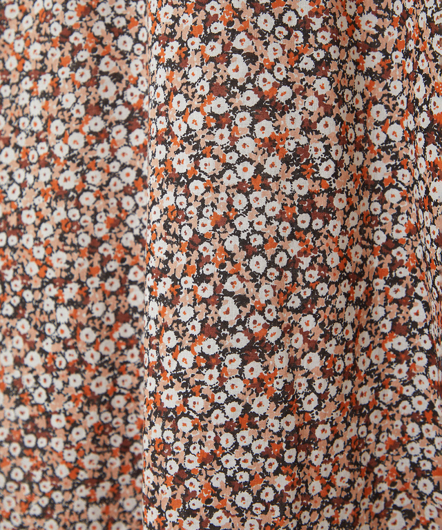 小花柄プリント 七分袖 ギャザーブラウス【JAPAN FABRIC】