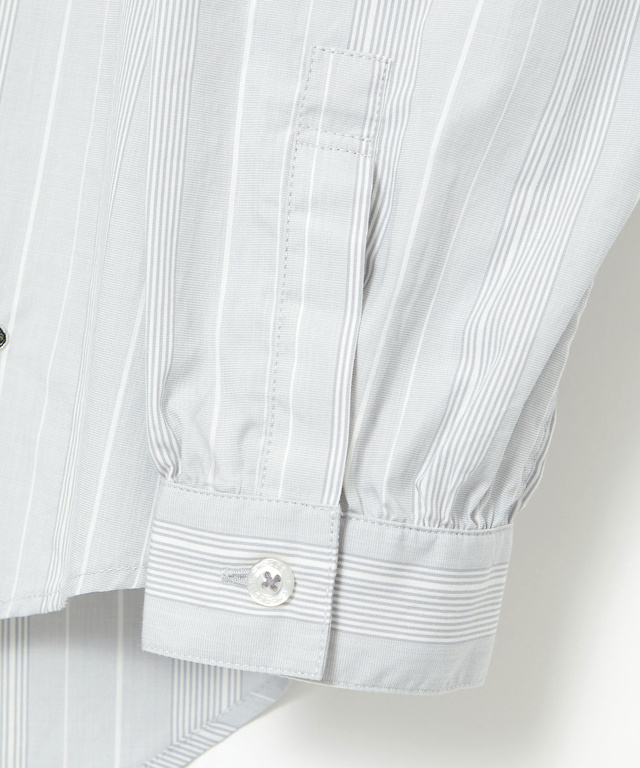 ストライプ バンドカラー ブラウス