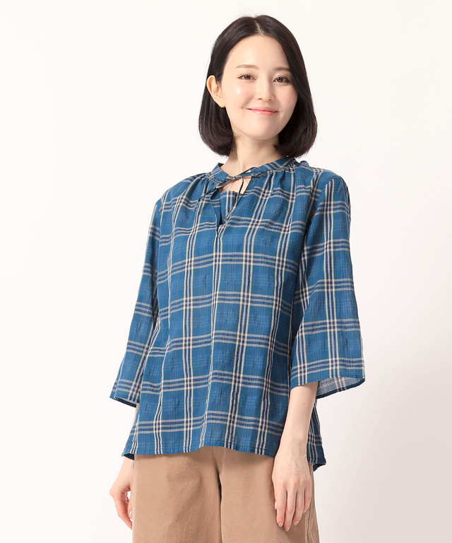 サッカーチェックプルオーバーシャツ【JAPAN FABRIC】