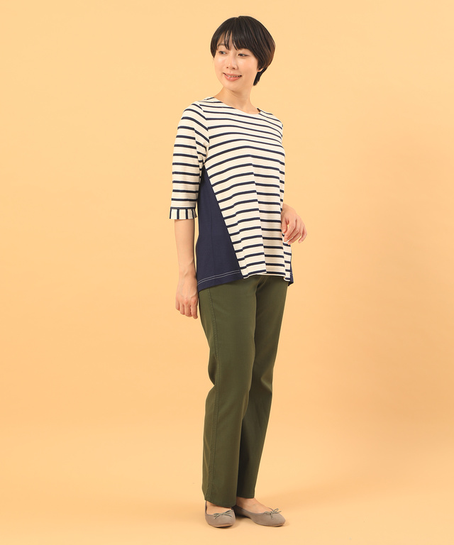 スノーリネン切り替えTシャツ【綿麻素材】