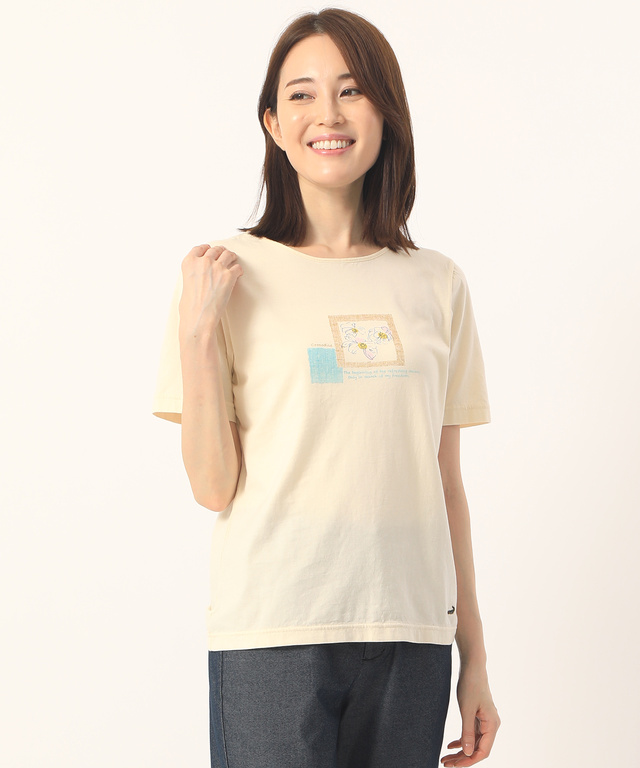 スクエアフラワーTシャツ